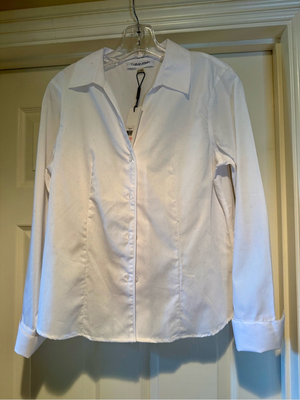 Calvin Klein Crisp White Women's Button-Front Blazer Shirt